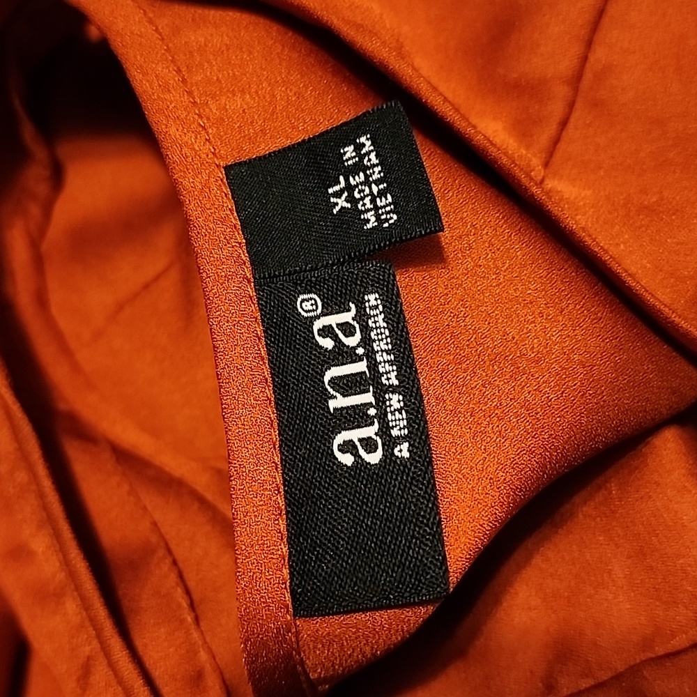 Ana XL shimmery burnt orange sleeveless ruffle blouse. Like new😍 - Picture 3 of 5